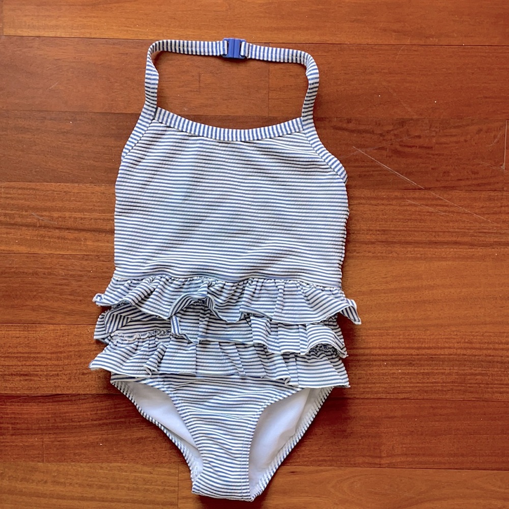 Mini Boden girls seersucker swimsuit size 5-6